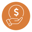 Icon of a hand holding a circle with a dollar sign