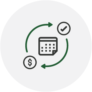 Icon of a calendar with recurrent payments
